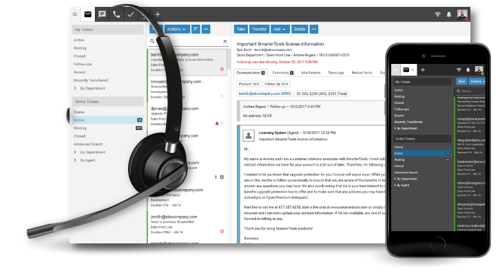 SmarterTrack desktop and mobile interface